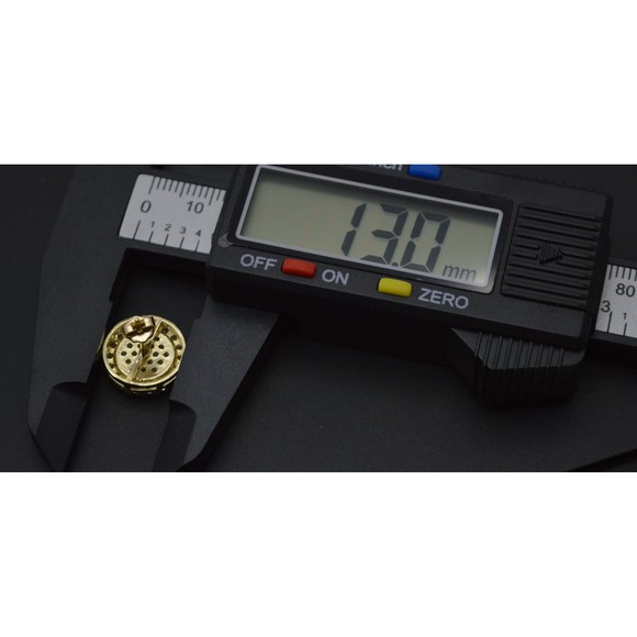 Real 10K Solid Yellow Gold 13mm Mens 3D Round Cut Iced CZ Stud Earrings 3.7gr - Picture 4 of 6